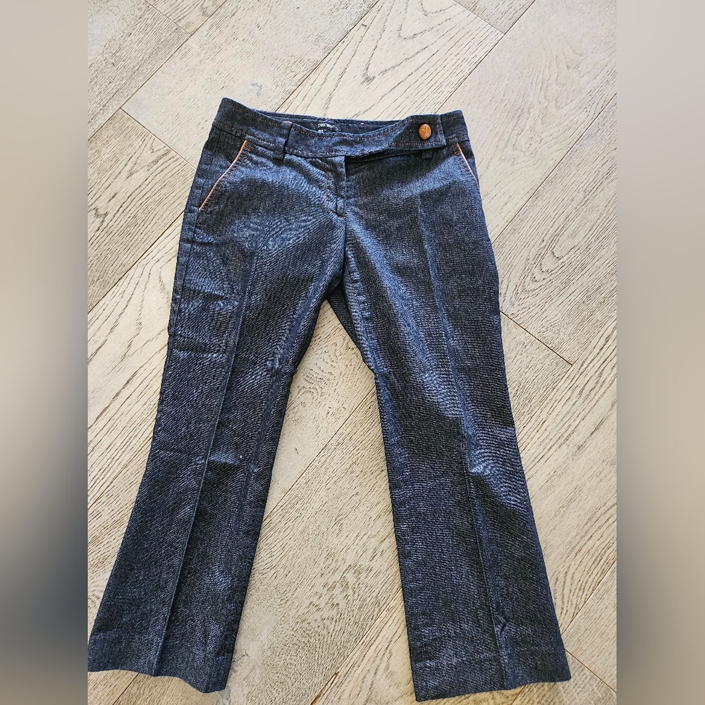 Zara Chic premium denim Flared jeans with Brown leather Accents sz 4